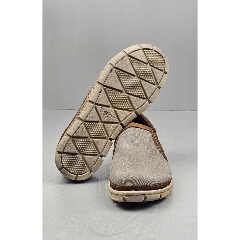 Born Sawyer Shoes Mens 12 Brown Leather Canvas Comfort Loafer Casual Slip on‎